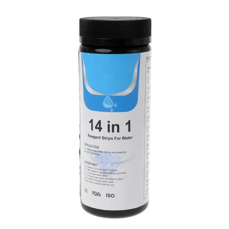 

100Strips Water Test Strips Reagent Strip For Water Quality Analyzing Testing With 14 Analysis Residual Chlorine pH Iron Etc