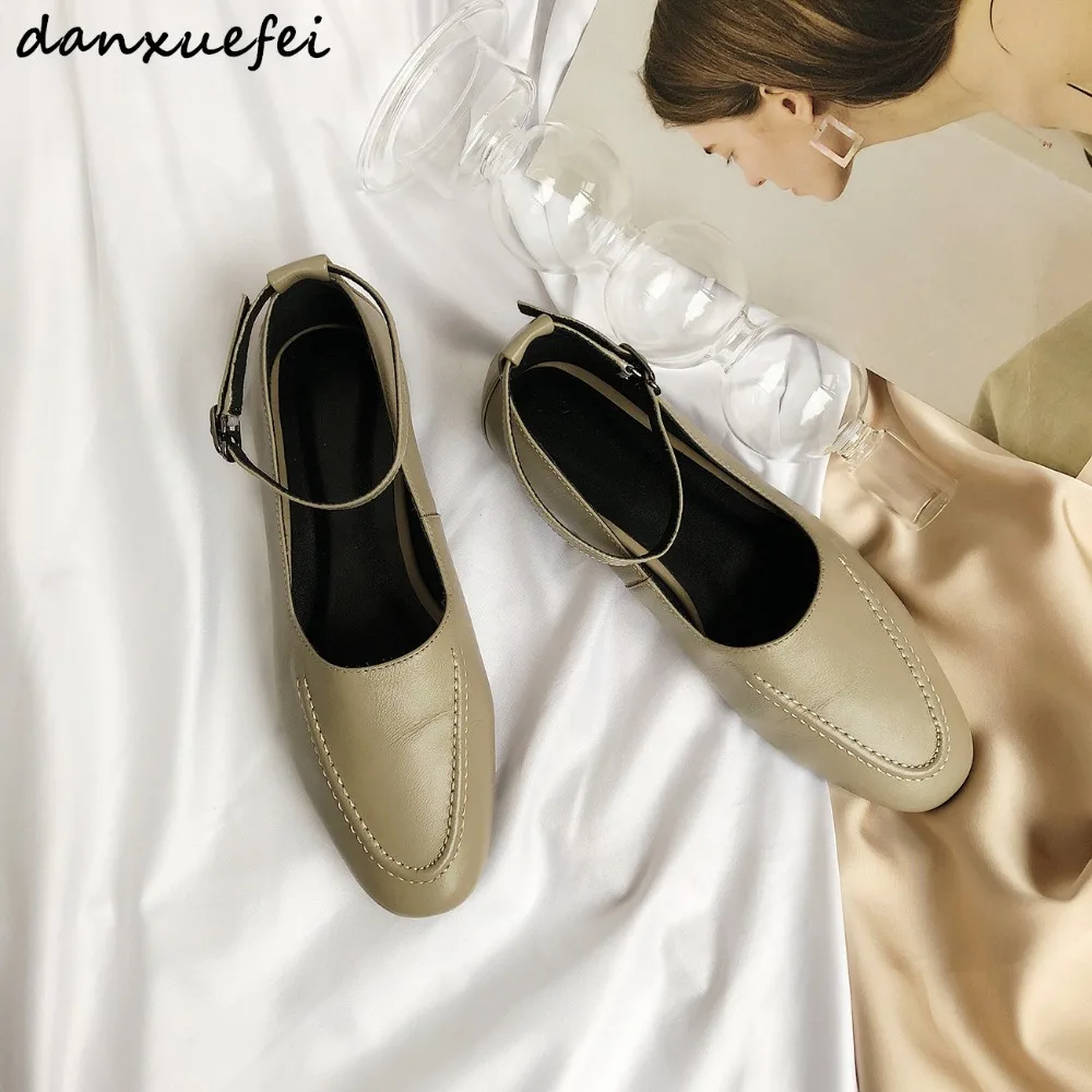 

Women's genuine leather ankle strap ballerinas brand designer leisure ballet flats soft comfortable espadrilles spring new shoes