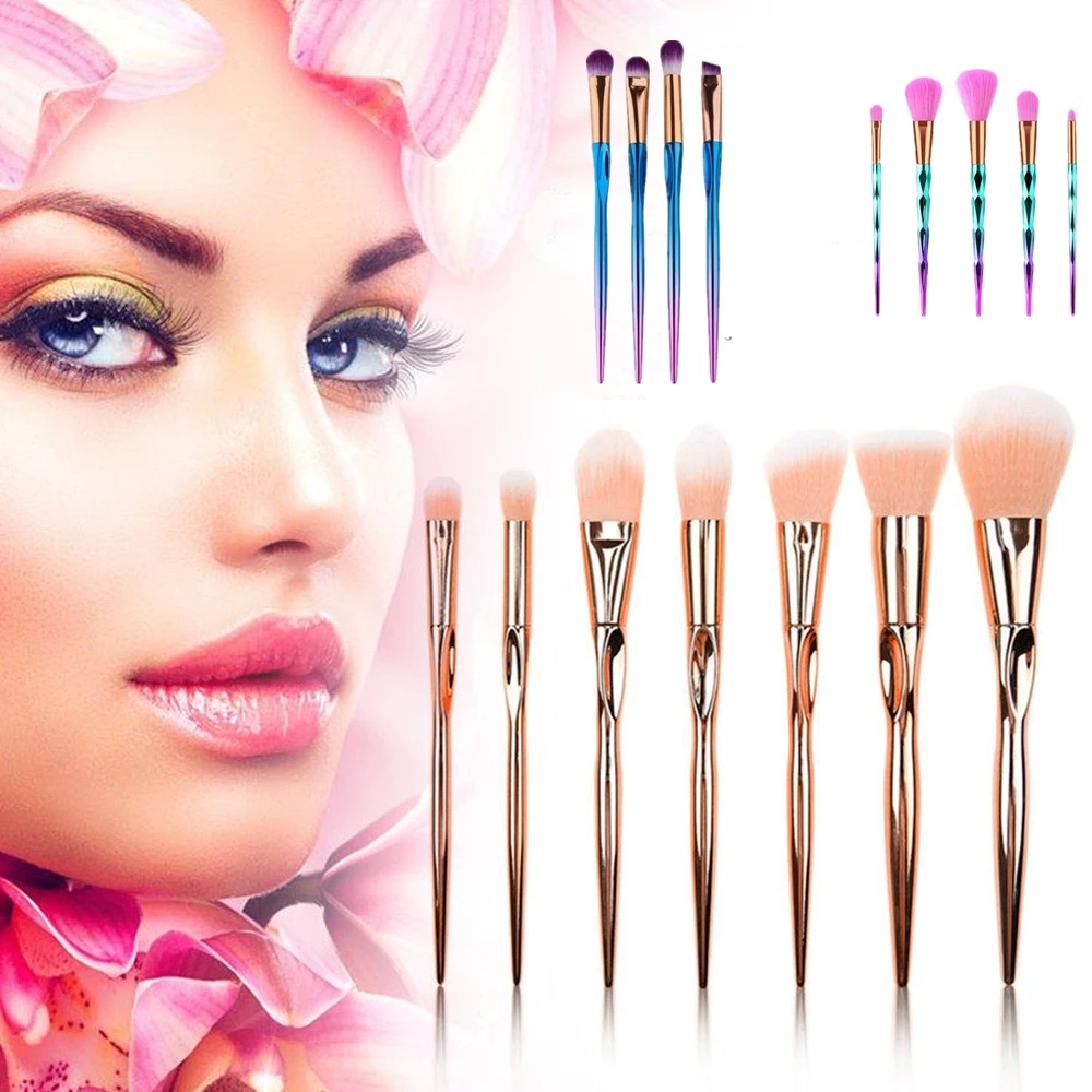 

Hot 4/8pcs A Set Metal Makeup Brushes Cosmetic Face Foundation Power Eyeshadow Blush Make Up Brush Kit Cosmetic Tools