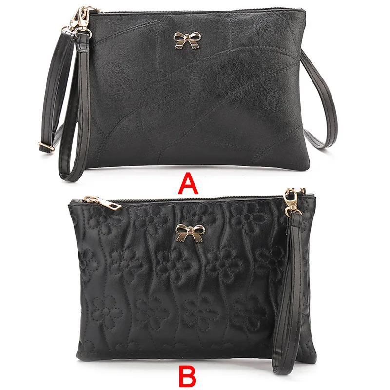 Women Envelope Shoulder Bag PU Leather Bowknot Zipper Handbags Lady