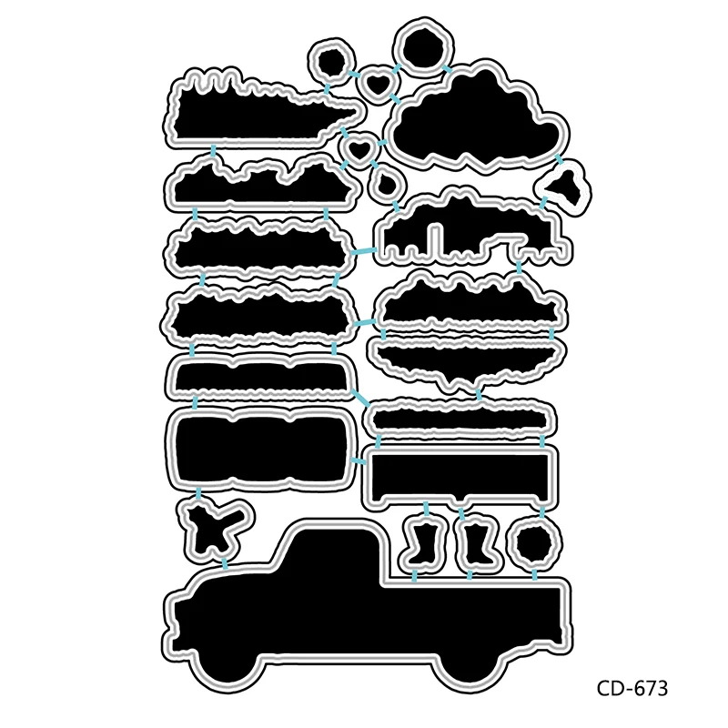 ZhuoAng большой грузовик на дороге резки штампов и четкий штамп набор для DIY Скрапбукинг фото альбом Decoretive тиснение Stencial - Цвет: cutting dies 673