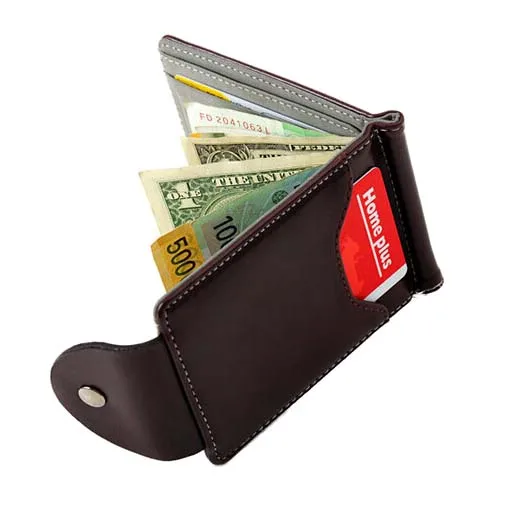 DCOS ультратонкий мужской кожаный кошелек с зажимом для денег - Цвет: GRAY