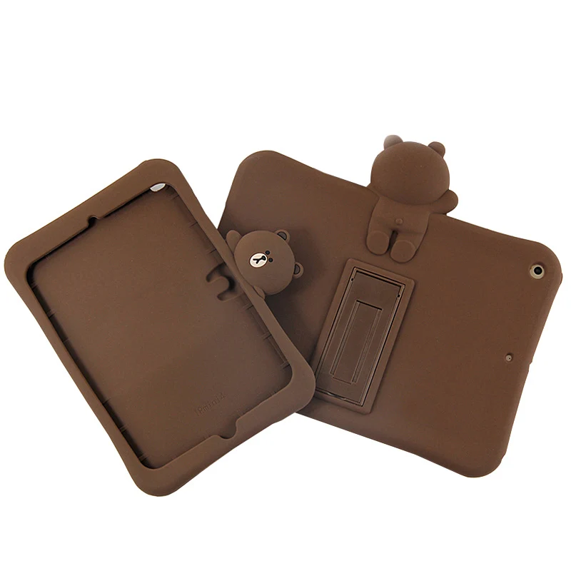 Bear Silicone Soft Case Stand Case For iPad Mini 4 3 2 1 Pro 9.7 10.5 Inch 2 3 4 For iPad Air 2 1 2017 2018 A1822 A1823 P15