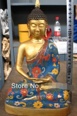 Free Shipping Free Shipping 0 Collections 30cm Elegant OLD oblation Cloisonne BUDDHA Bronze Statue