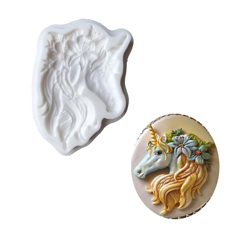 

Aouke Unicorn Silicone Decorating Molds Cake Silicone Mold Sugarpaste Candy Chocolate Gumpaste Clay Mould B106