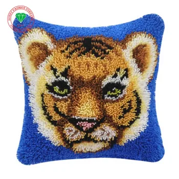

Animal Tiger Diy Needlework Pillowcase cross stitch Latch hook rug kits thread embroidery kit Carpet embroidery Home Decoration