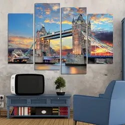 4 шт. Лондон Тауэрский мост холст печать роспись стены Книги по искусству для Гостиная большие настенные Pictures Home Decor No Frame