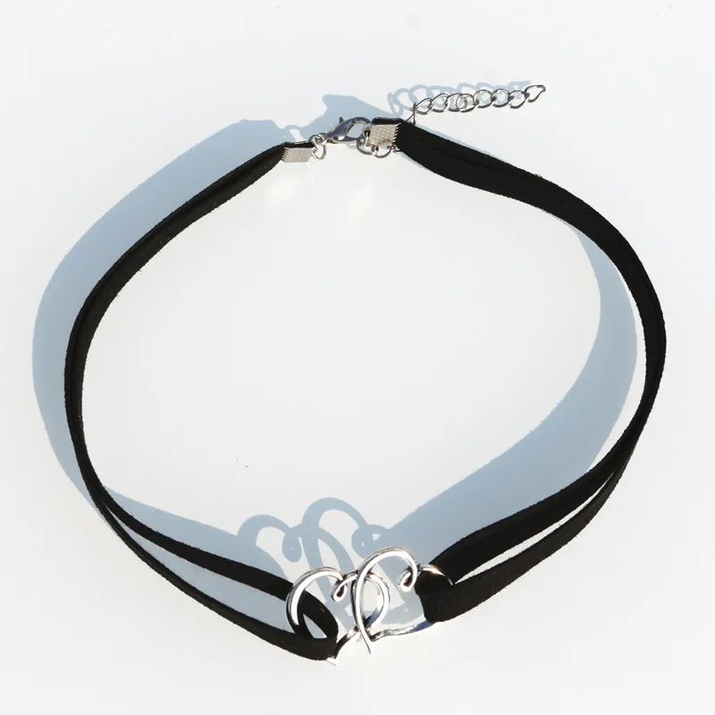 N2010 Многослойные бархатные Чокеры ожерелье s для женщин готическое Двойное сердце ожерелье с подвеской модные ювелирные изделия Bijoux Colar
