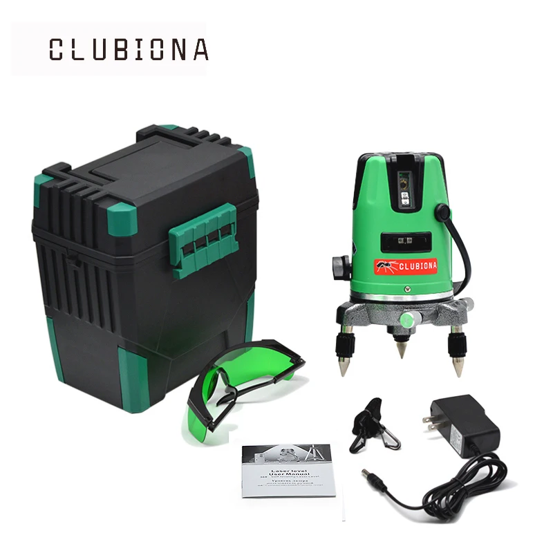 

CLUBIONA Laser Level 3 Lines (2v, 1h) 3 points GREEN Line 360degree Self-leveling Cross Level Laser Vertical Horizontal Lasers