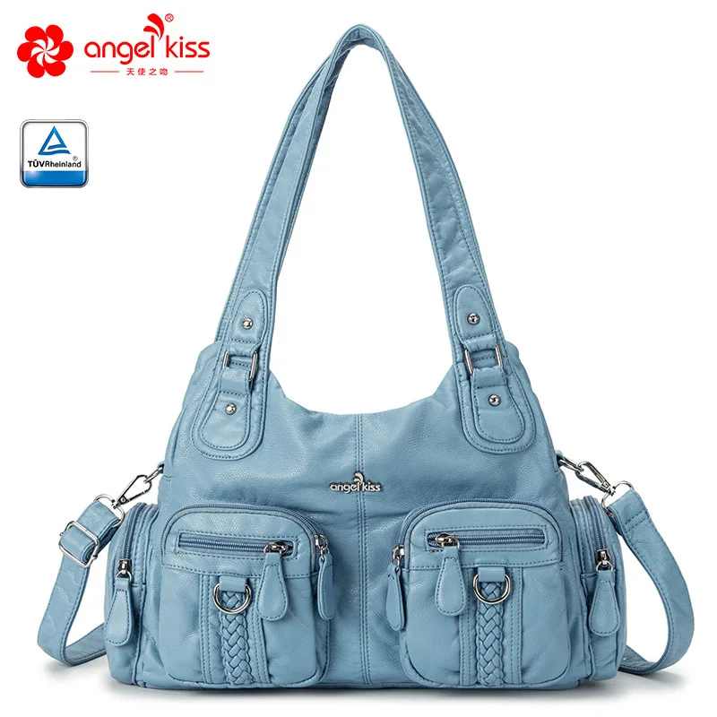 Beste Angelkiss Zomer Herfst Mode Nieuwe Ontwerp Gewassen Pu Lederen Handtas Voor Vrouwen Tote Schoudertas