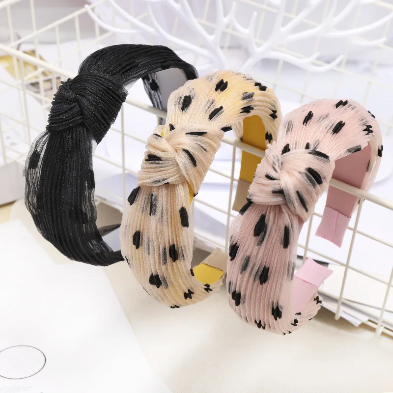 

Ladies Tulle Headband Polka Dots Woman Hair Accessories Elastic Hair Bands Top Knot Fascinator Gothic Headwrap Hairband Wsuwki