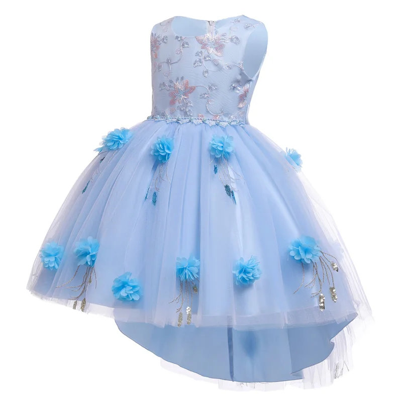 Детские платья для девочек; элегантное платье принцессы с вышивкой; коллекция года; Летнее Детское вечернее платье; свадебное платье с цветочным узором для девочек