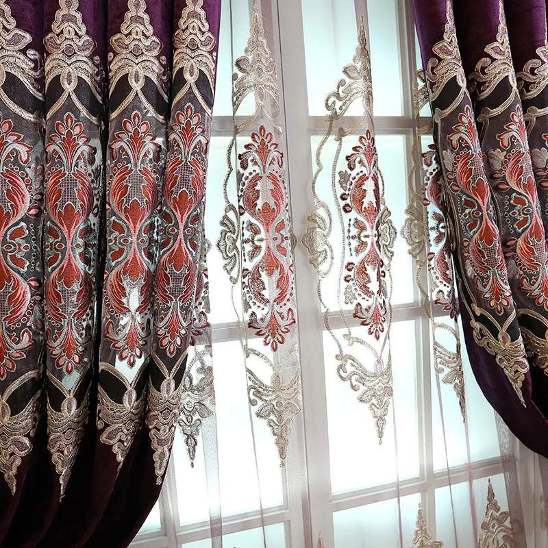 Polyester jacquard luxury Embroidered Blackout curtains for the