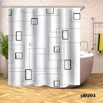 

Plaid Shower Curtains Waterproof Geometric Bath Curtains Household For Bathroom Bathtub Large Wide Bathing Cover Rideau De Bain