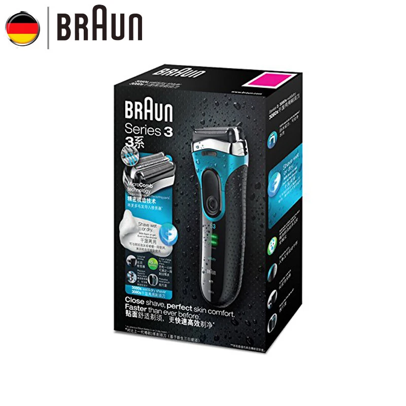 Электробритва Braun Series 3 3080 S, электрическая бритва с лезвиями, бритвенный станок, перезаряжаемая электробритва для мытья мужчин