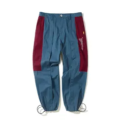 Хип-хоп стиль Мужские 2019 осенние Цветные Лоскутные Брюки с несколькими карманами цветные строчки хлопковые брюки классные спортивные