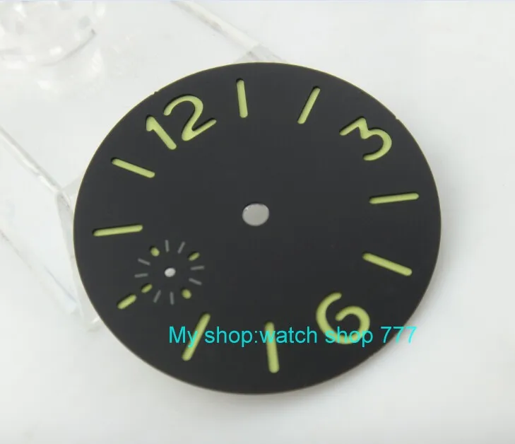 36,3 мм черный циферблат подходит для 6497-1/6497-2/st3600 часовой механизм зеленый светящийся зеленый знак 01a