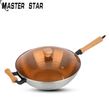 Master Star 32 см нержавеющая сталь воки с крышкой высокое качество антипригарные горшки кухонные инструменты Здоровье