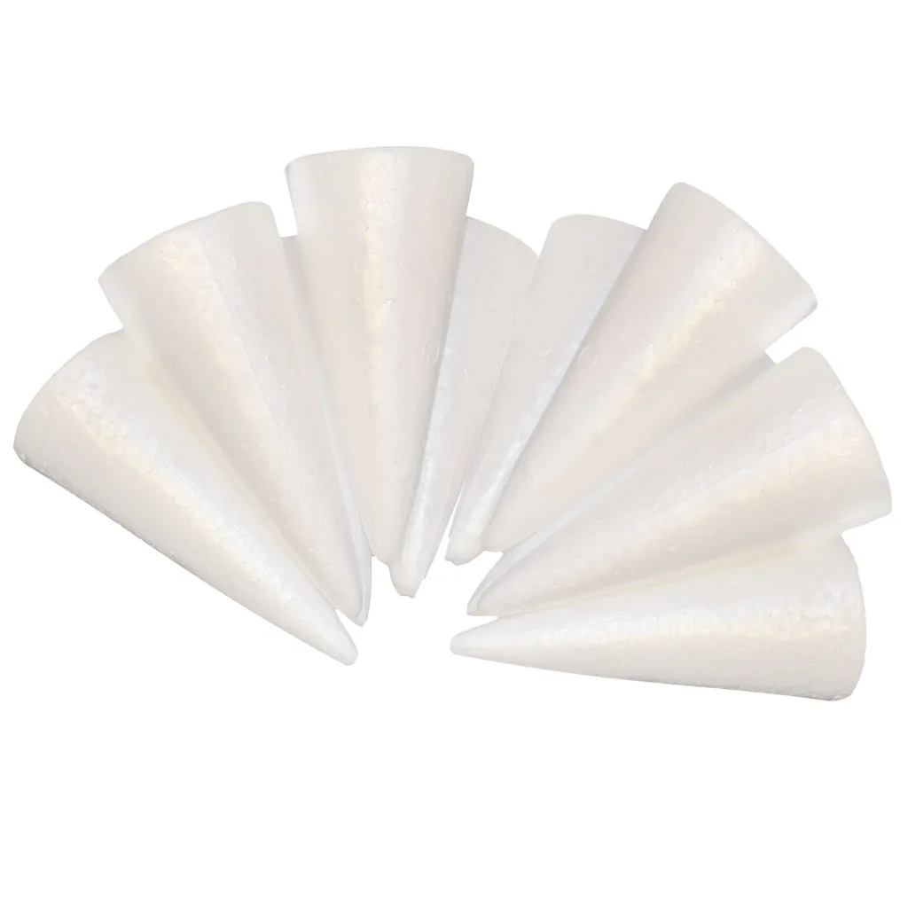 30 Pieces White Cone Shape Christmas Tree Styrofoam Polystyrene Foam Materials for Kids Crafts DIY Modeling Handmade Toys 150mm