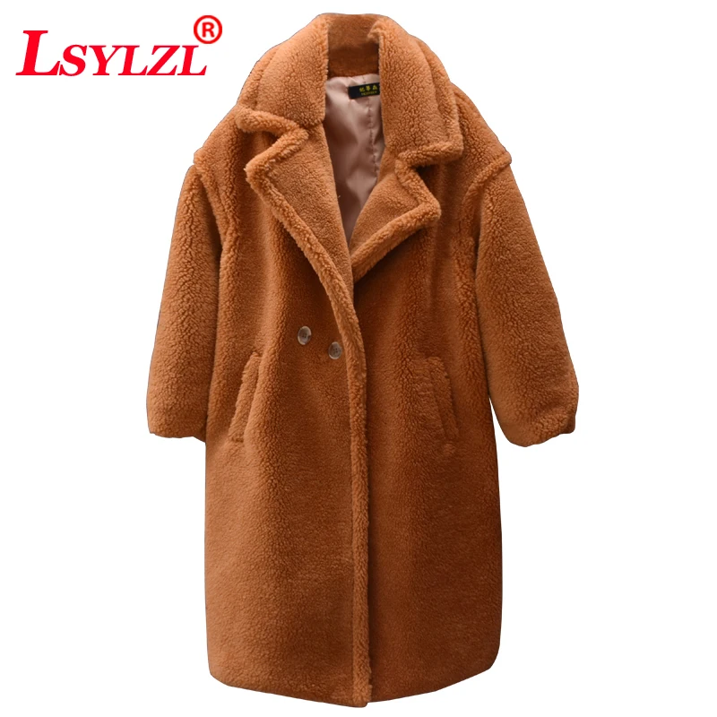 

2018 Winter Thick Warm Solid Teddy Coats Women High Street Oversized Teddy Jacket And Coat Ladies Faux Fur Overcoat C382