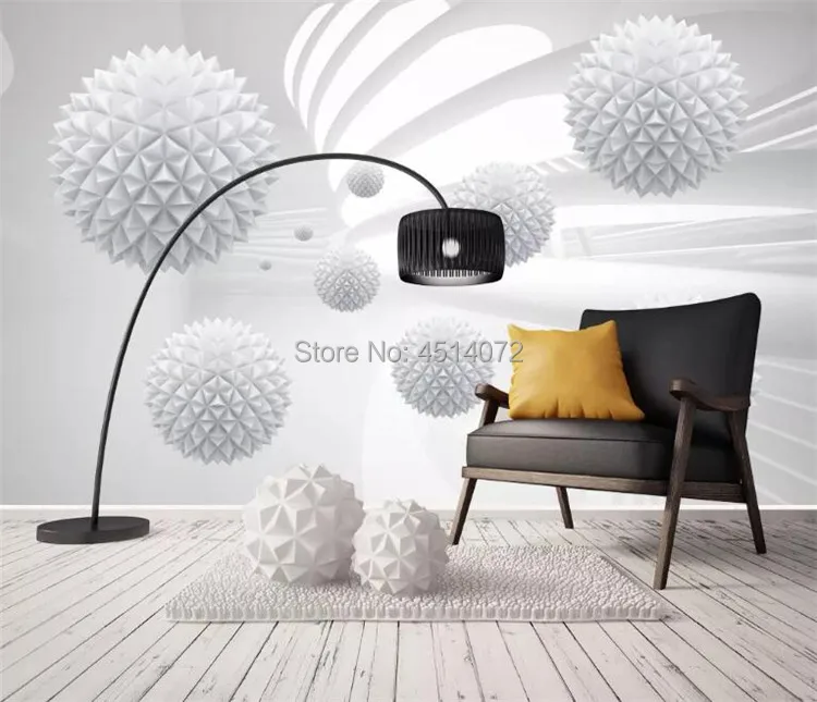 3D Modern White Balls Art Space Wall Mural Wallpaper Living Room Bedroom Lounge