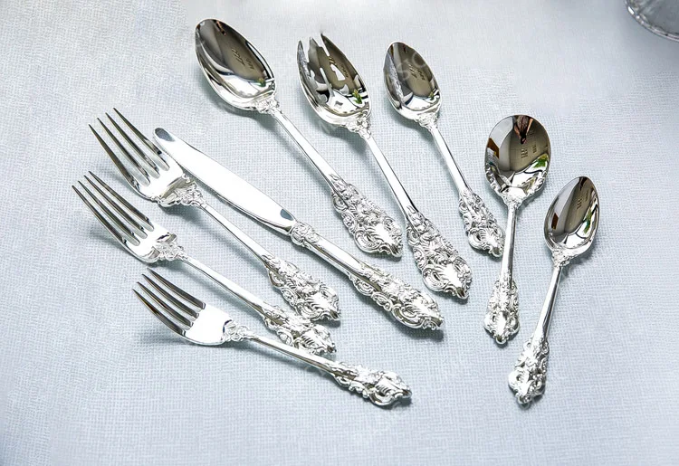 

9 Pieces Silver Flatware Set Dinner Knives Spoons Forks Cutlery Set Silverware Dinnerware Tableware Set Drop Shipping