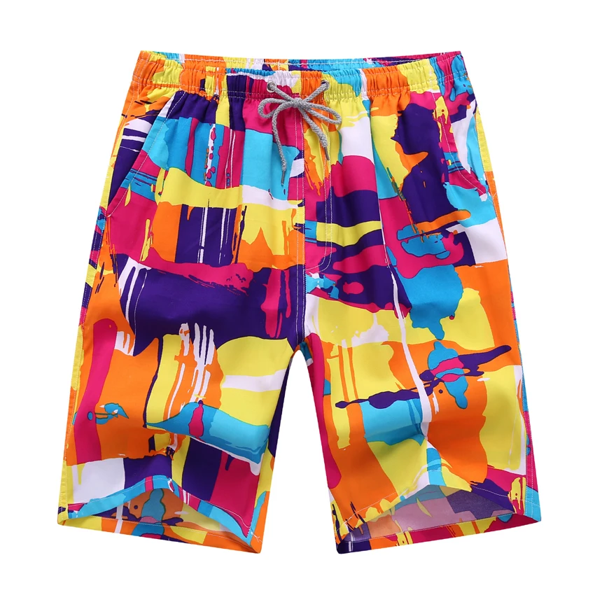 

Summer Men Casual Beach Shorts New Flower Print Elastic Waist Mens Board Shorts Quick Dry Men Sweatpants Summer Male Shorts