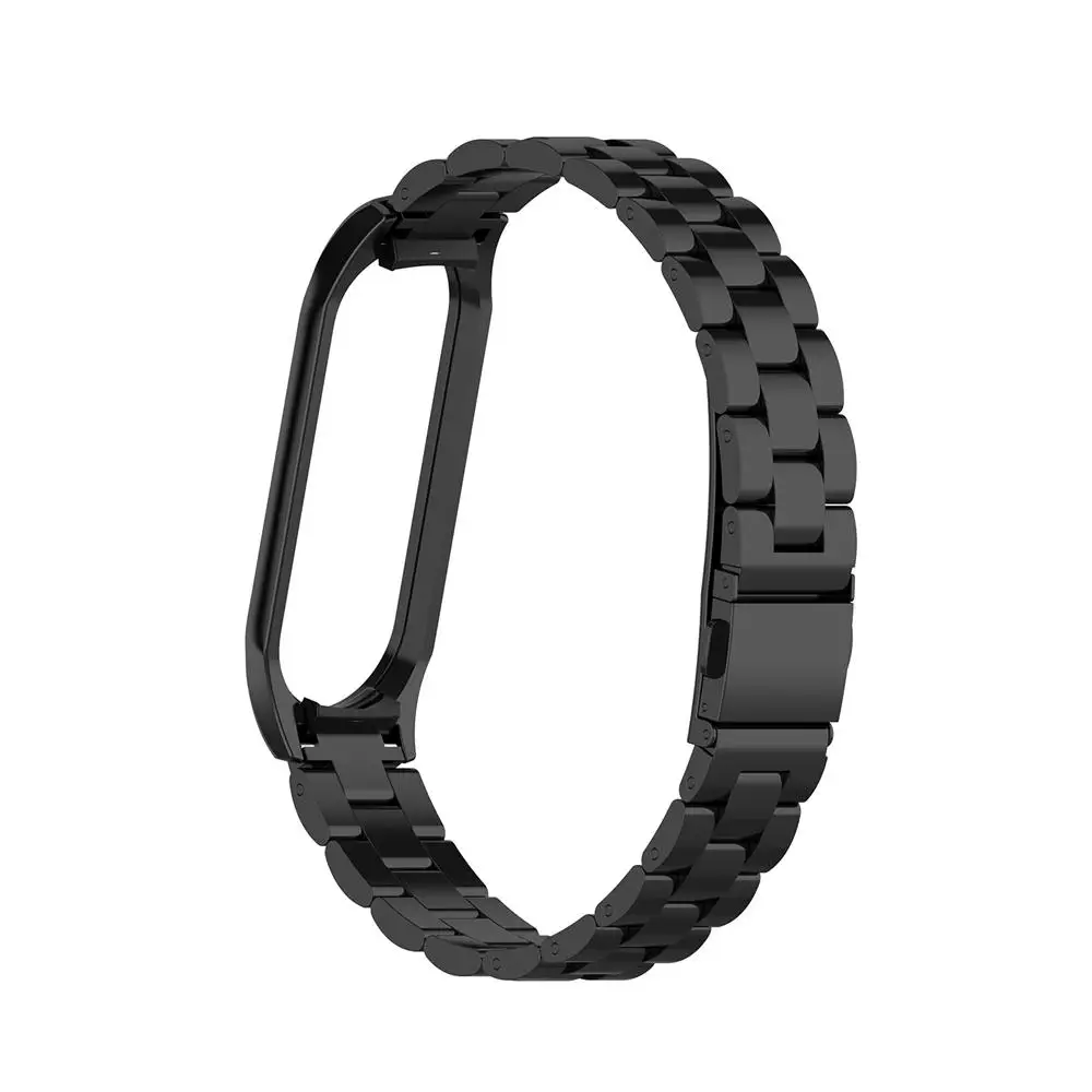 new Stainless steel mi 3 wrist strap for xiaomi mi band 3 4 metal watch band smart bracelet miband 3 belt replacement+Metal Case - Цвет ремешка: Black