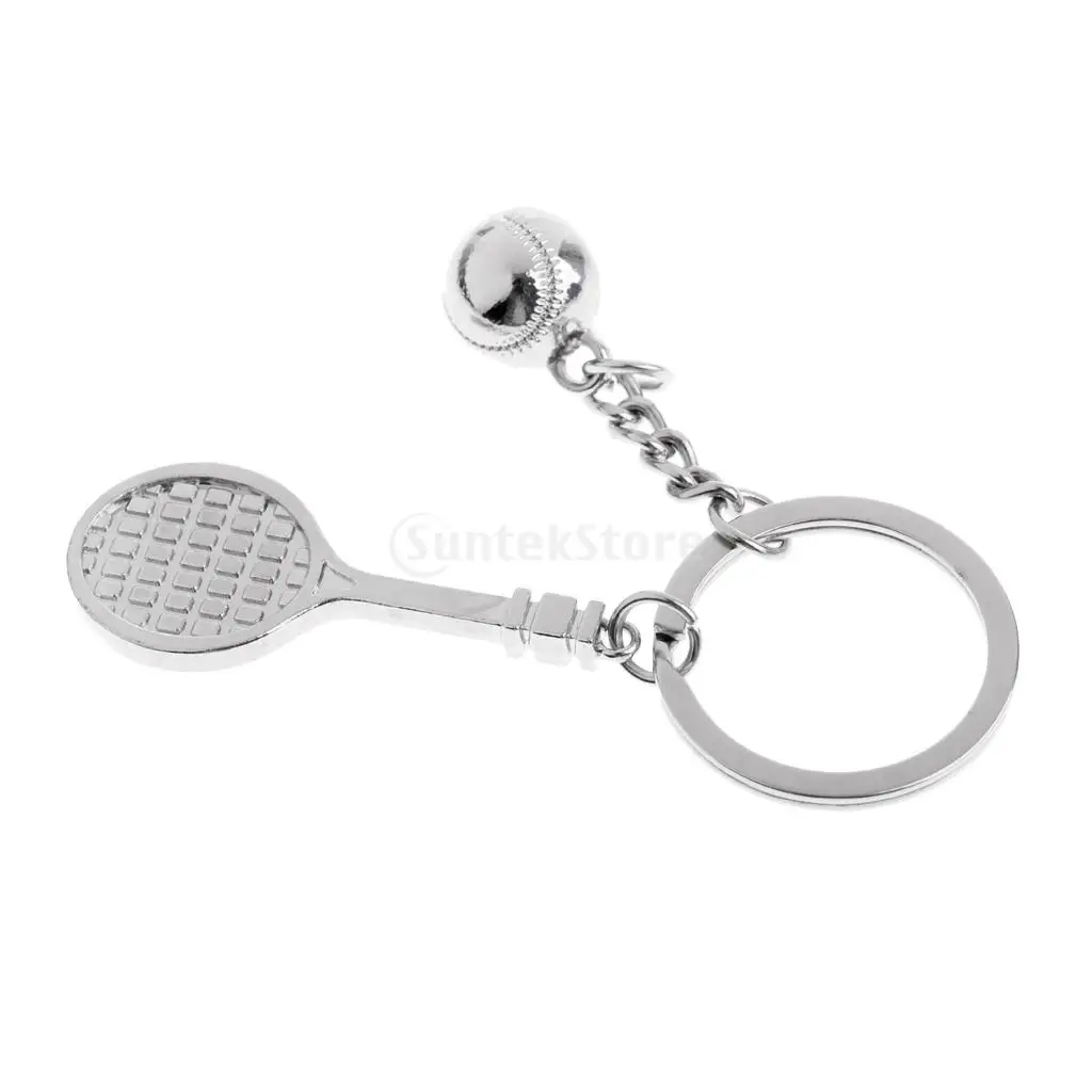 Sturdy Alloy Tennis Racket Tennis Ball Style Keyring Keychain Bag Decoration Gifts