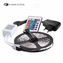 Chiclits RGB Светодиодные ленты света 2835 SMD 5 м 300 светодиодный s IP20/IP65 гибкий свет ленты с ИК-пульт контроллер 12 В 2A Мощность адаптер