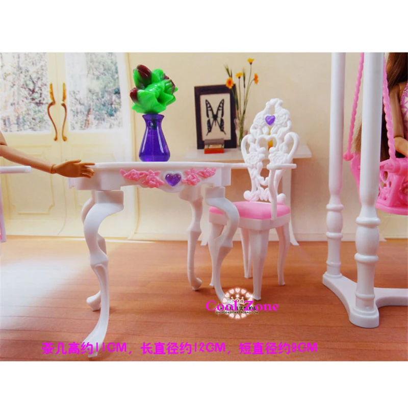 Миниатюрная мебель розовый дворец сад качели Досуг для куклы Барби игра понарошку в дом играть игрушки для девочек