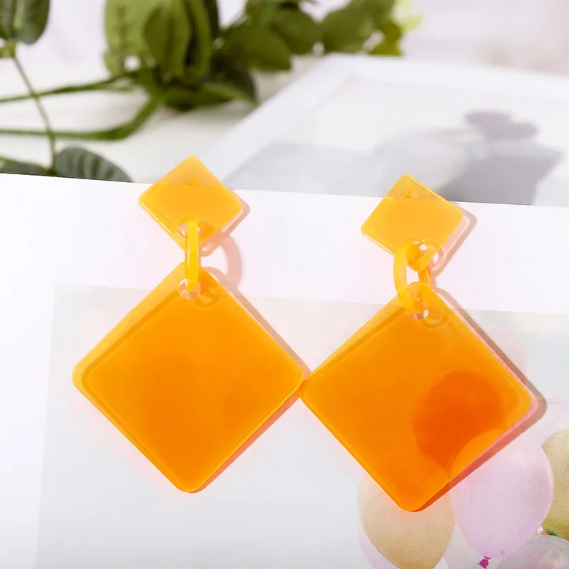 

2019 Fashion Transparent Acrylic Drop Earrings For Women Personalized Geometric Square Big Dangle Earring Statement Jewelry Gift