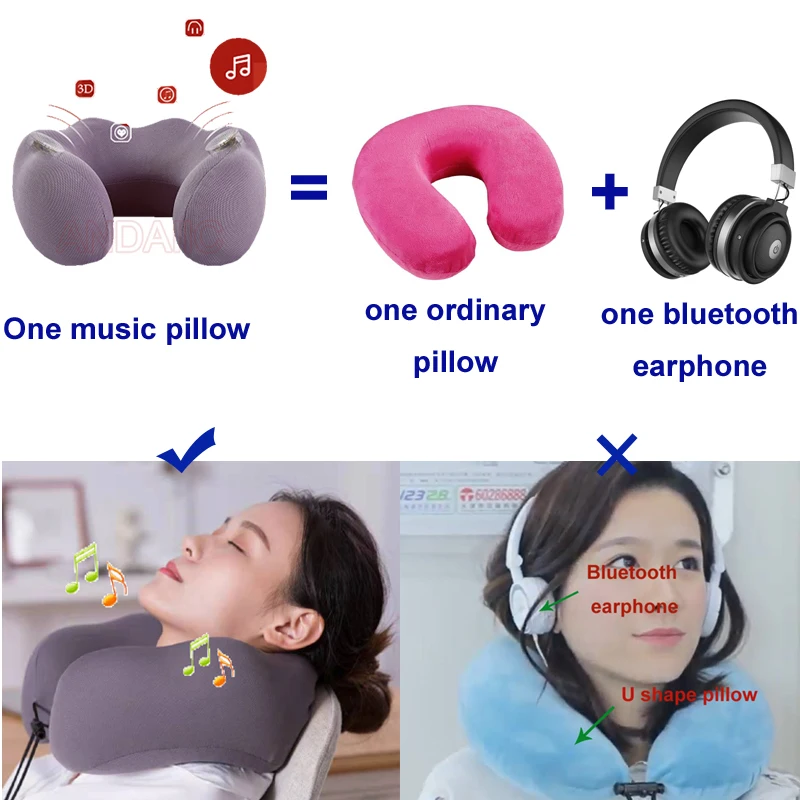 

Car Accessories Bluetooth Earphone Music Pillow U Shape Driving Sleeping use Headrest Pillow