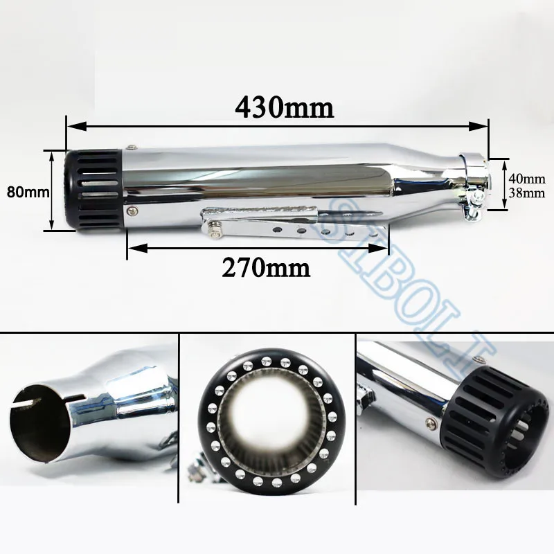 Универсальный 38 мм-40 мм Винтажный Классический мотоциклетный глушитель выхлопной трубы для Harley Davidson YAMAHA HONDA CB400 KAWASAKI VI51