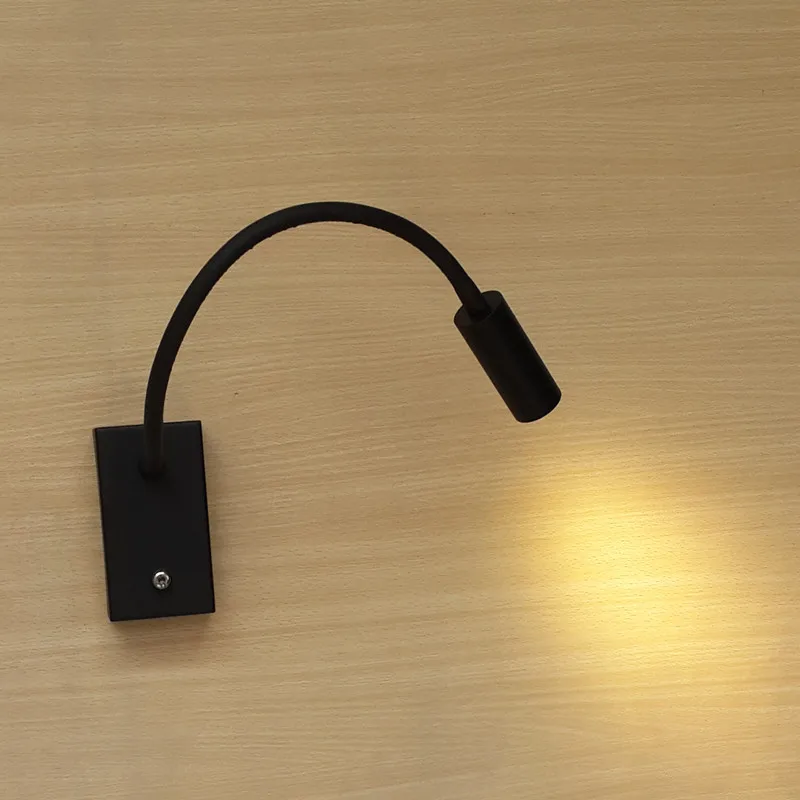 

Topoch Light on Wall with Switch Black Painted for Hotel RVs Boats Reading 3Watts LED 200LM AC100-240V Firm Hose 360mm Flexible