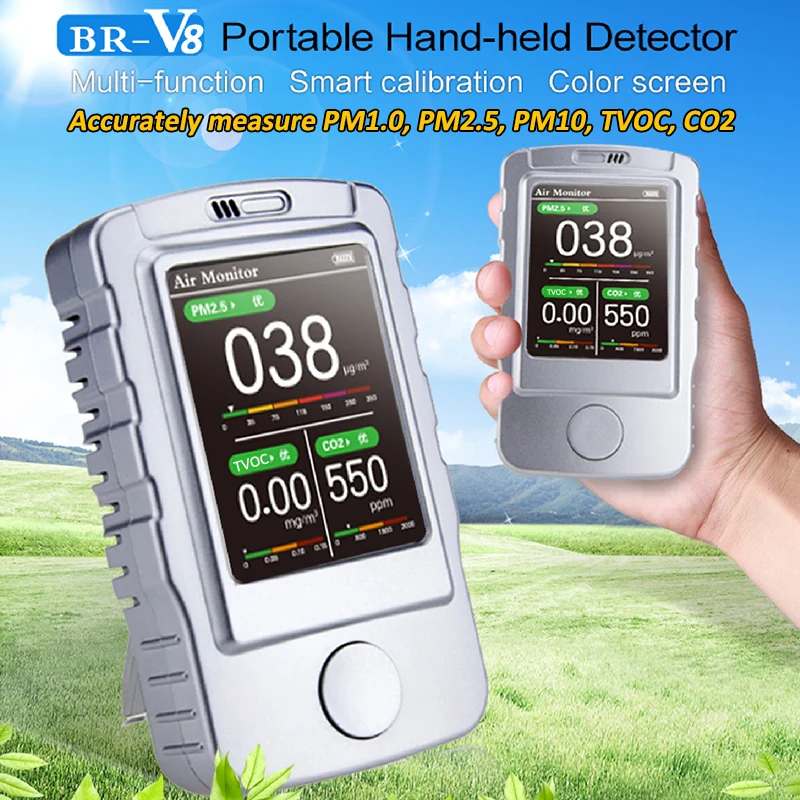 

5 In 1 CO2 PM2.5 Air Quality Monitor Calibration Portable Hand-held Air Detector Monitor Multi-function Laser Smart Gas Detector