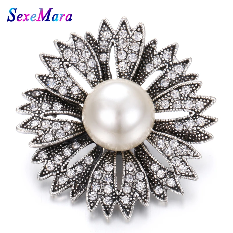 

New Snap Jewelry Big Crystal Flower Metal Snap Buttons with Rhinestone Fit DIY 18mm Snap Bracelets&Bangles Button Jewelry