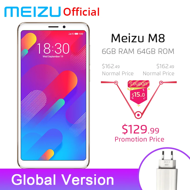 Официальная глобальная версия Meizu M8 4 Гб 64 V8 мобильный телефон на процессоре Helio P22