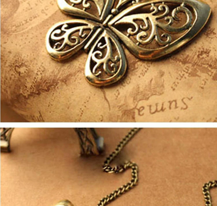 Vintage Hollow Butterfly Pendant Necklace For Women Gold color Necklaces Exquisite Fashion Long Chain Sweater Jewelry Wholesale