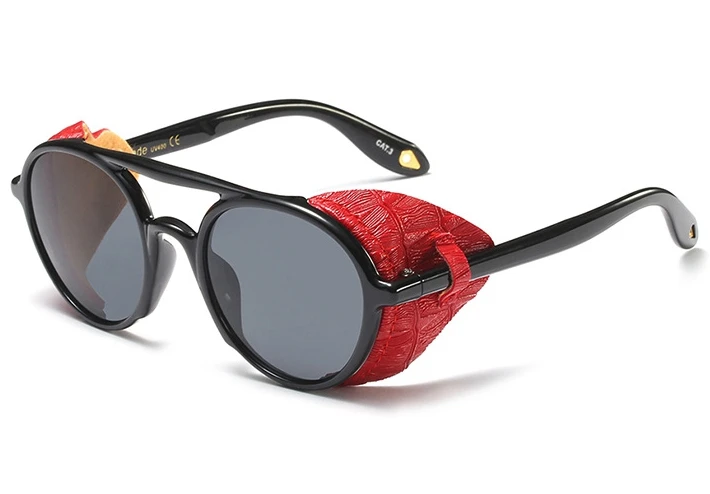 Ретро стимпанк Солнцезащитные очки Мужские Женские очки солнцезащитные очки винтажные очки 45703 - Цвет линз: C2 red