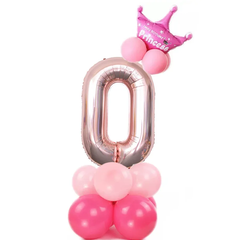 15 шт./лот, фольгированные шары с цифрами, воздушные шары для дня рождения, Детские воздушные шары для дня рождения, праздничные вечерние украшения - Цвет: pink0