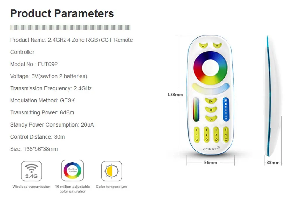 MiLight 4 W светодиодные лампы RGB + CCT + пульт + IBX2 RF дистанционного Wi-Fi MR16 светодиодные лампы светодиодный осветительный прожектор Светодиодный