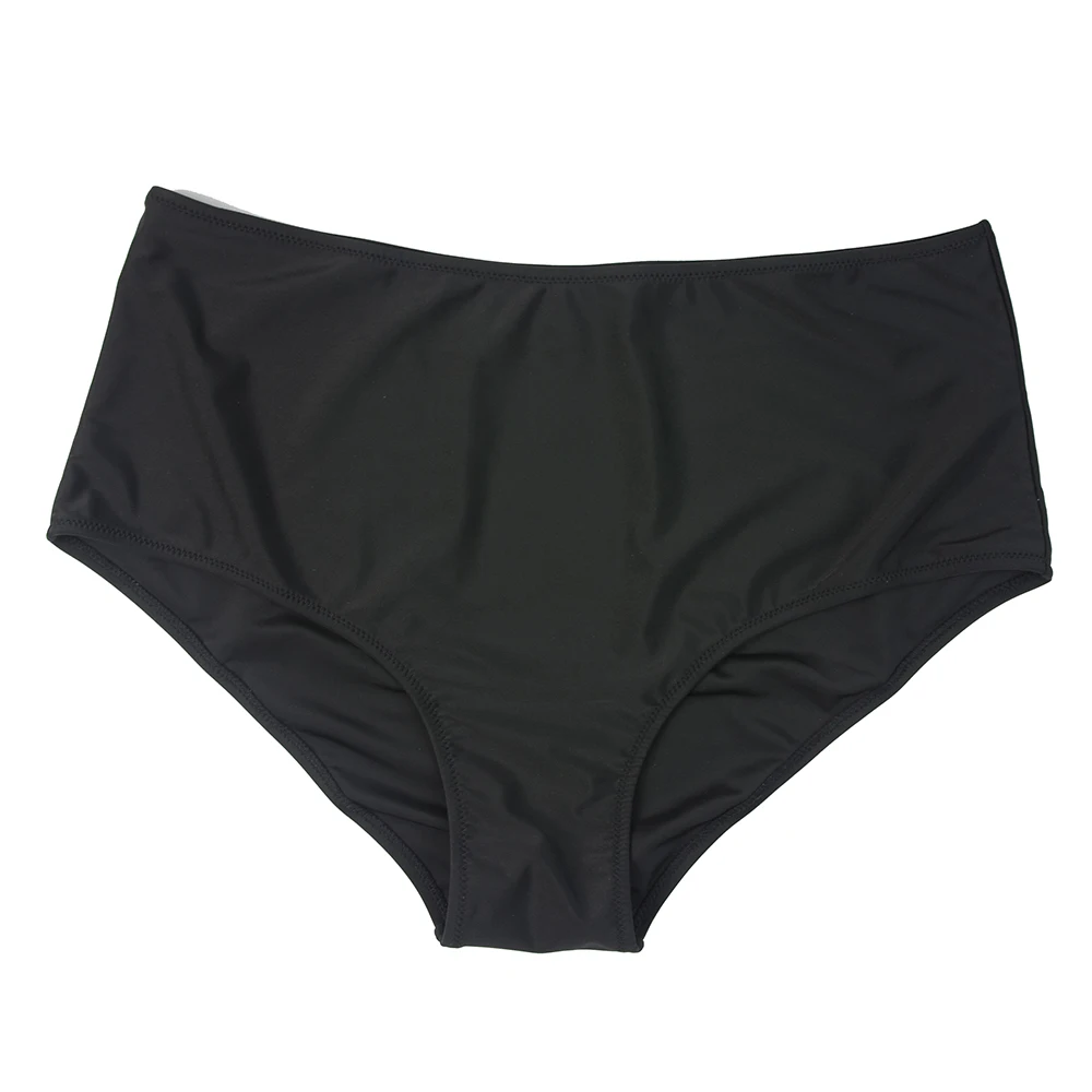 high waist swimsuit black solid