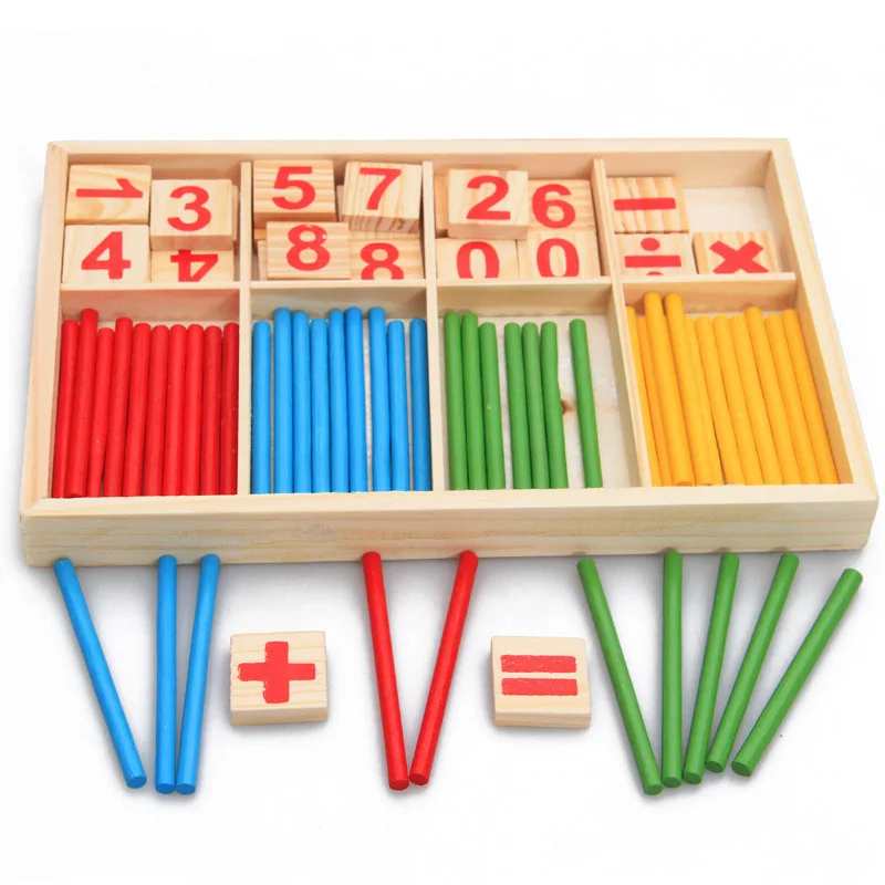 Children Wooden Math Counting Blocks Sticks Numbers Early Educational Toy Gifts 