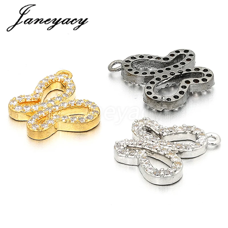 

Janeyacy New Jewelry Metal CZ Accessories Zircon Butterfly Charm Connection Jewelry Necklace Earrings Making Accessories C12
