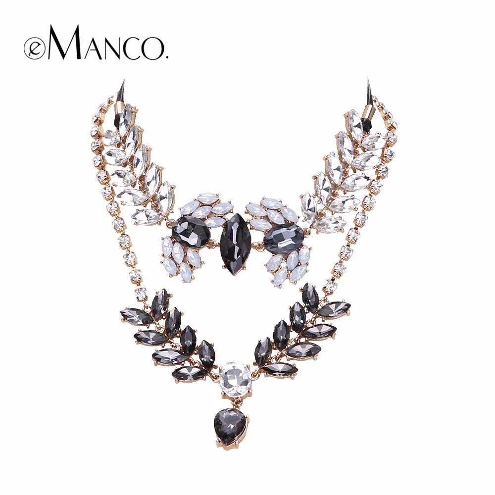 eManco women's Statement Luxury Multi Layer Necklace sets Classic Bling Crystal Pendant Necklaces for women Party Jewelry