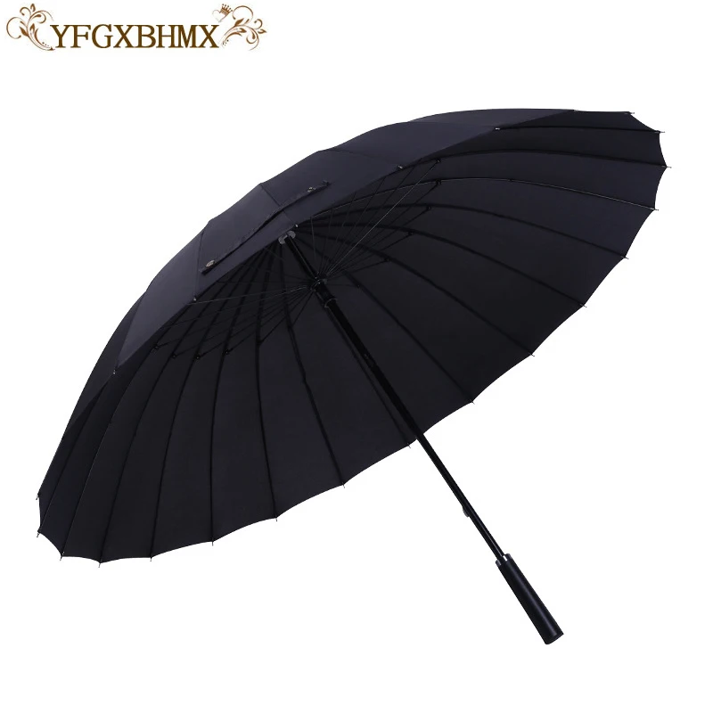 

YFGXBHMX Portable Rain Umbrella Men Quality 24K Strong Windproof Glassfiber Frame Wooden Long Handle Umbrella Women's Parapluie