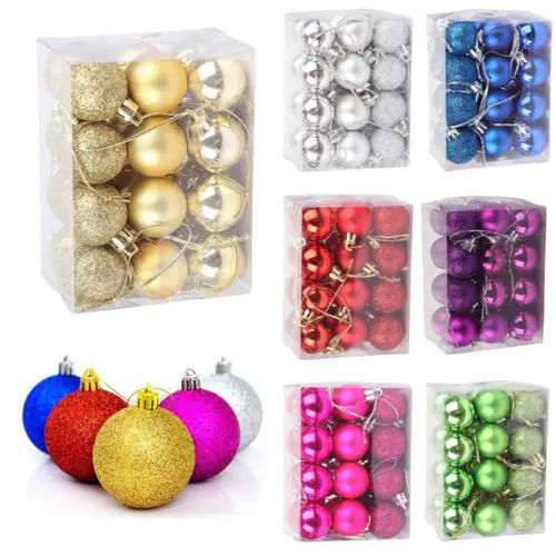 

24 pcs Christmas Balls Ornaments Shatterproof Xmas Trees Wedding Mini Tree Decor