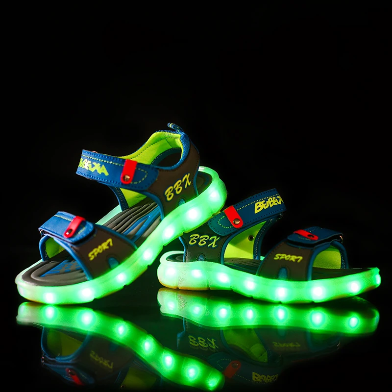 Children Led Sandals Shoes USB Led Light Kid Sandals Boys And Girls