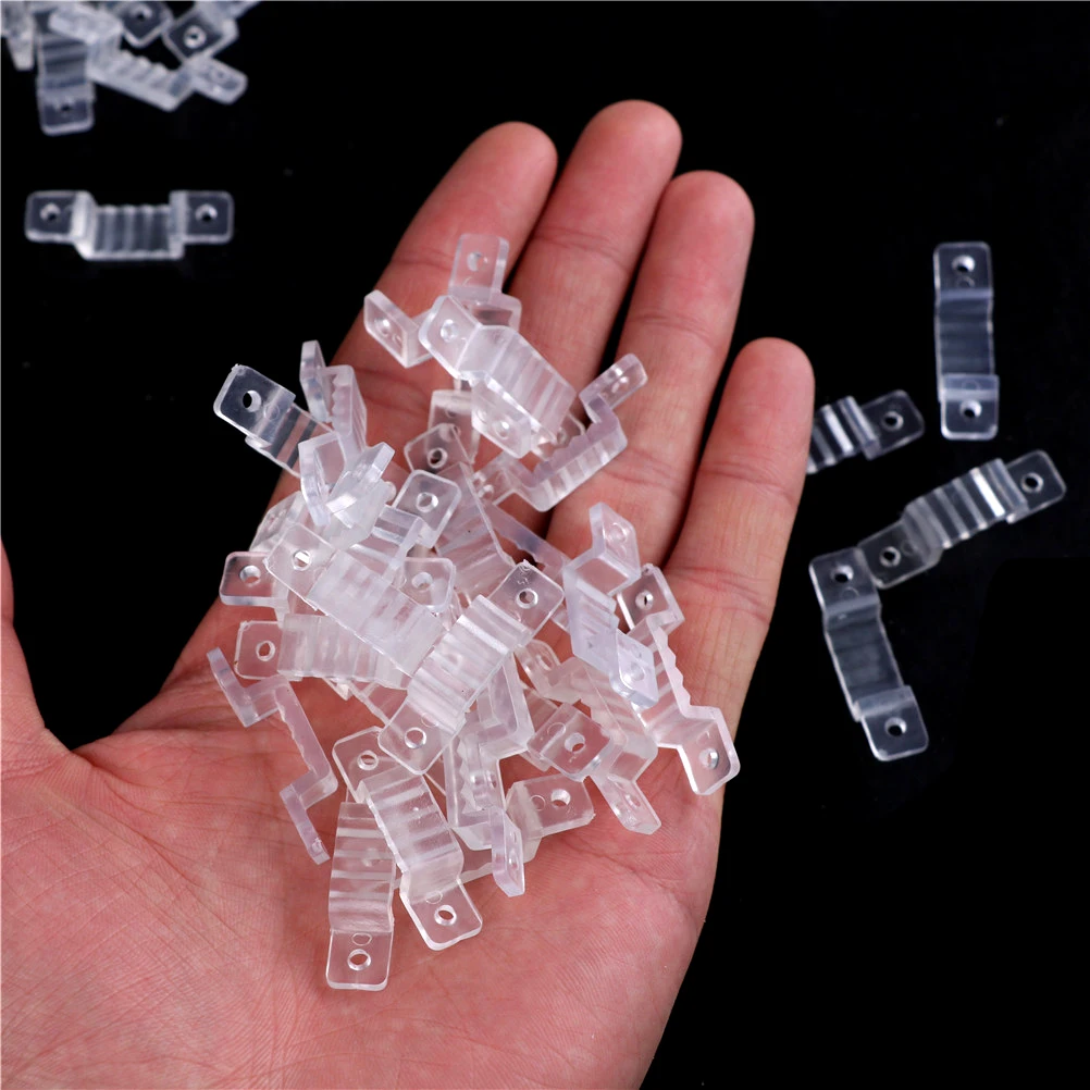 

100 Pieces LED Fixing Silicon Mounting Clips For 220V 5050 2835 waterproof LED Strip Light Connector For 220V LED Tape 10mm